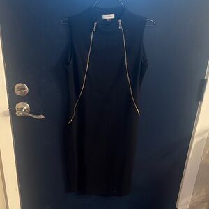 Calvin Klein Black Dress with Gold Zipper Accents